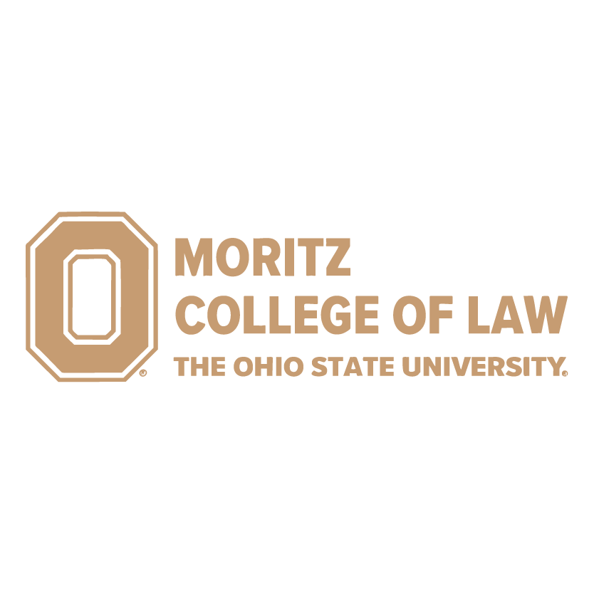Logo of Moritz College of Law at The Ohio State University, featuring a large gold block O to the left of the college name in gold text on a white background.